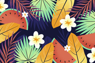 热带风情水果花卉图案