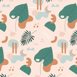 热带风动物植物图案背景