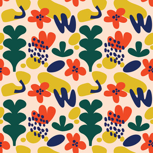 多彩花卉植物图案背景