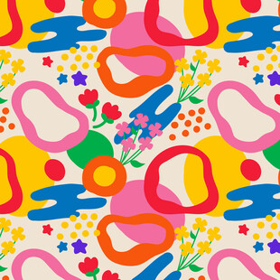 多彩几何花卉图案背景