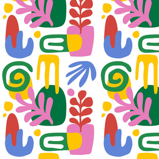 多彩几何植物图案背景