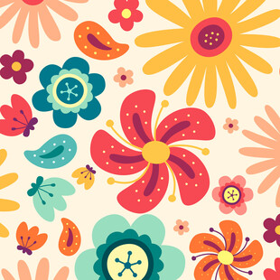 缤纷花卉图案 