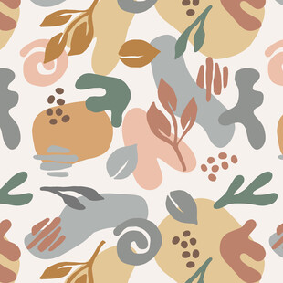 抽象植物动物图案无缝背景