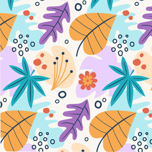 热带植物花卉无缝图案