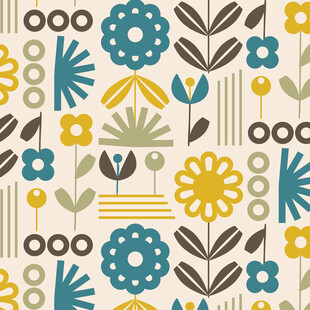 复古花卉几何图案背景