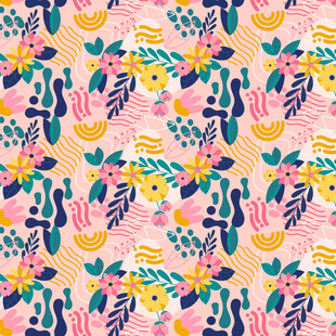 热带风情花卉动物图案