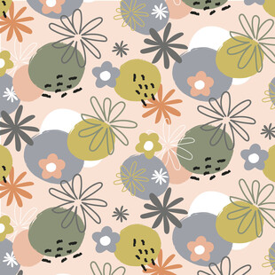 可爱花卉猫咪图案背景