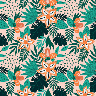 热带花卉植物无缝图案