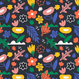 多彩花卉植物图案背景