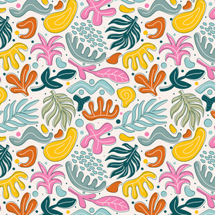 热带植物几何图案背景