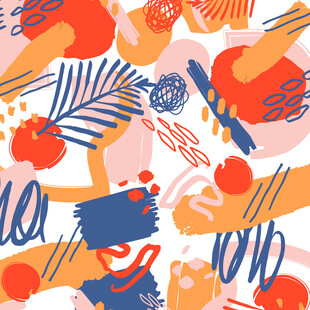 抽象多彩手绘风图案设计