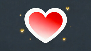 爱心图标 闪耀金色光芒