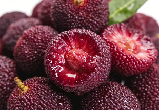 咬了一口的红杨梅