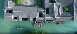 江南水乡建筑俯瞰图