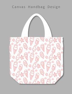 粉色心形图案手提帆布袋