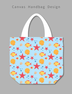 蓝色海星图案手提袋设计