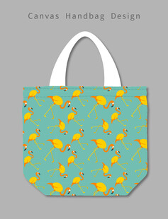蓝底黄蝶手提袋设计图