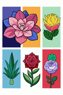 多彩手绘花卉图案集合