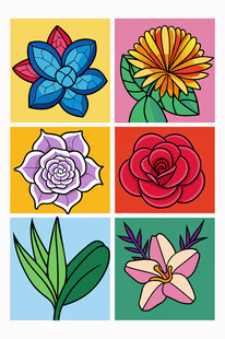 多彩手绘花卉图案集合