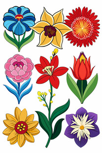 多彩手绘花卉图案集合