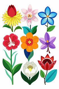 多彩手绘花卉图案集合