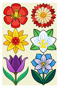 多彩手绘花卉图案集合