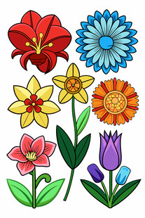 多彩手绘花卉图案集合