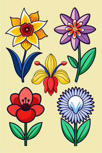 多彩手绘花卉图案