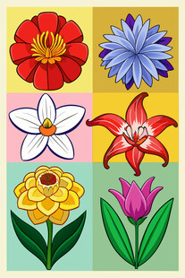 多彩花卉插画图案