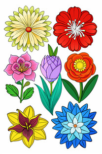 多彩手绘花卉图案集合