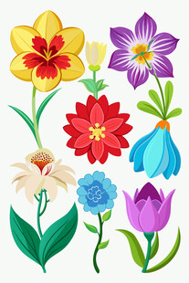 多彩花卉插画