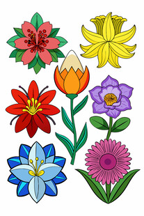 多彩手绘花卉图案集合