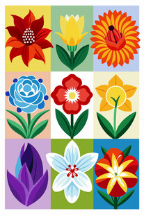 多彩花卉图案集合