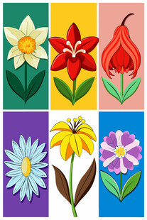 多彩花卉插画图案集合