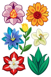 多彩花卉图案设计素材