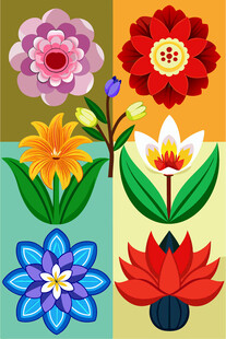 多彩手工纸艺花卉图案