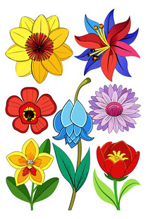 多彩手绘花朵图案集合
