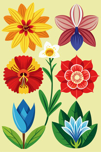 多彩手绘花卉图案集合