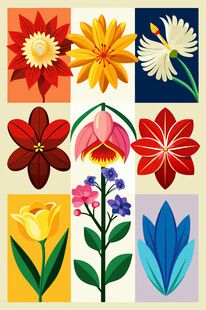 多彩花卉插画图案集合