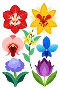 多彩花卉插画