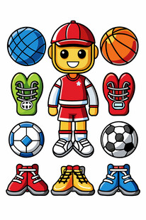 运动玩偶与多样运动装备