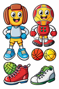卡通人物与运动装备