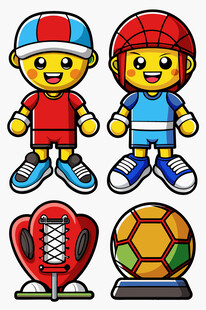 卡通足球小子与足球图标