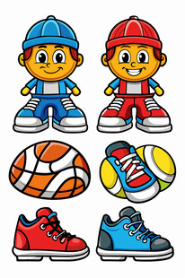 儿童运动装备与卡通形象