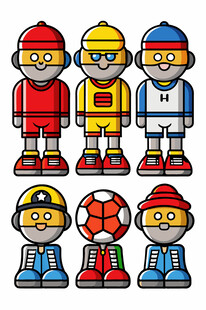 卡通风格足球运动员形象