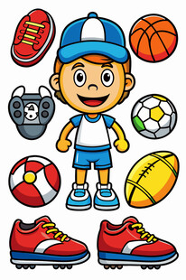 活力少年与多样运动装备