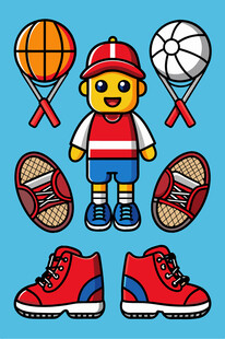 运动玩偶与多样运动装备