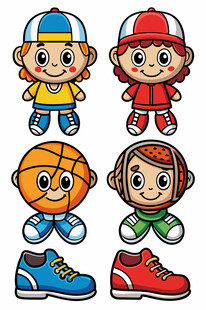 卡通儿童运动装备集合