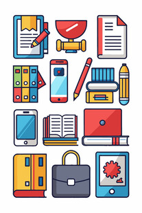 办公学习用品图标集合