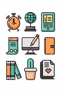 多彩学习办公元素图标集